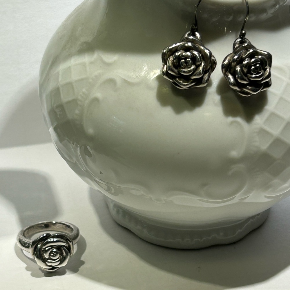Sterling Silver Ring And Earrings Solid .925 - image 2